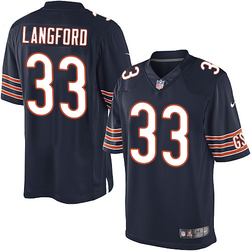 Men's Limited Jeremy Langford Nike Jersey Navy Blue Home - #33 NFL Chicago Bears